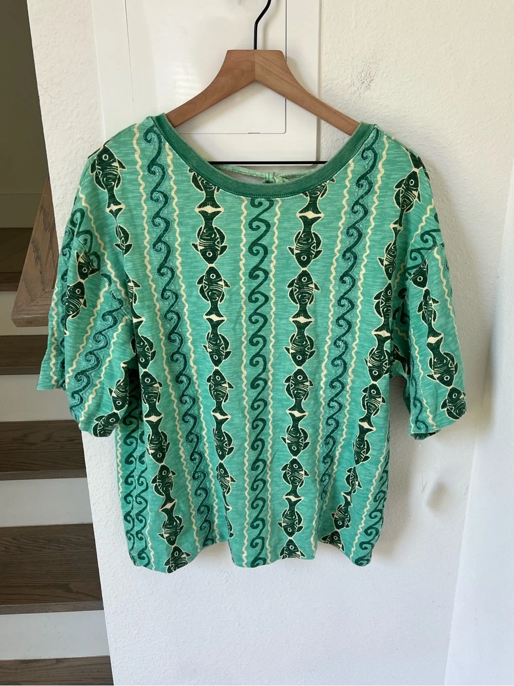 Free People We The Free By The Sea Tee T-Shirt Splash Blue Combo NWT